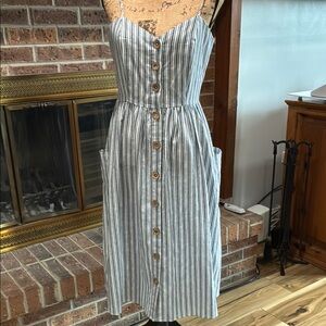 DAVI & DANI Blue and White Sleeveless Midi Sundress